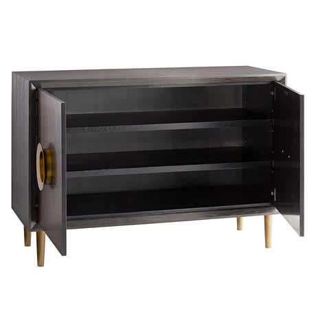 Arteriors Normandy Cabinet in Sable Brown Oak & Eucalyptus with Brass