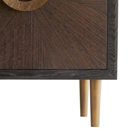 Arteriors Normandy Cabinet in Sable Brown Oak & Eucalyptus with Brass
