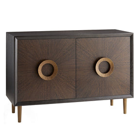 Arteriors Normandy Cabinet in Sable Brown Oak & Eucalyptus with Brass
