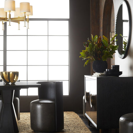 Arteriors Normandy Cabinet in Sable Brown Oak & Eucalyptus with Brass