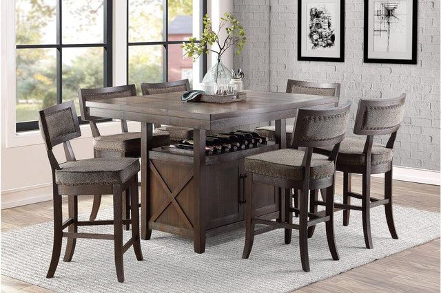 Homelegance - Oxton 7 Piece Counter Height Table Set In Dark Cherry - 5655-36-7Set