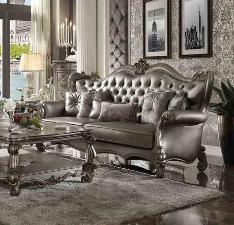 Acme Furniture - Versailles Silver PU & Antique Platinum Sofa - 56820