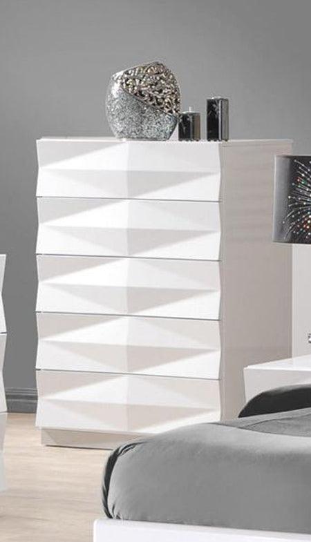 Verona White Lacquer 3 Piece Queen Platform Bedroom Set - 17688-Q-3Set | J&M