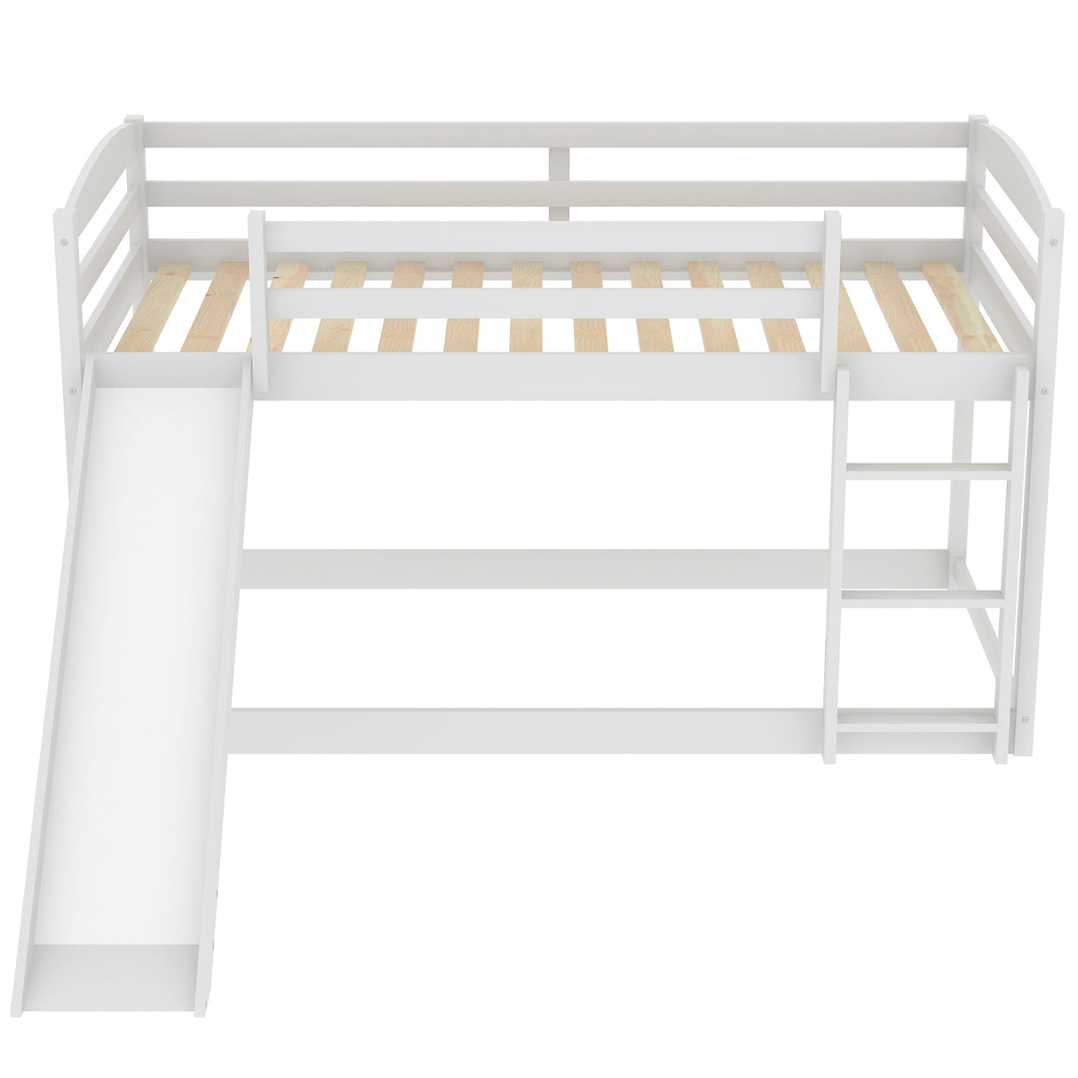 Twin over Twin Bunk Bed with Convertible Slide and Ladder , White(Old SKU:WF281725AAK) - Home Elegance USA