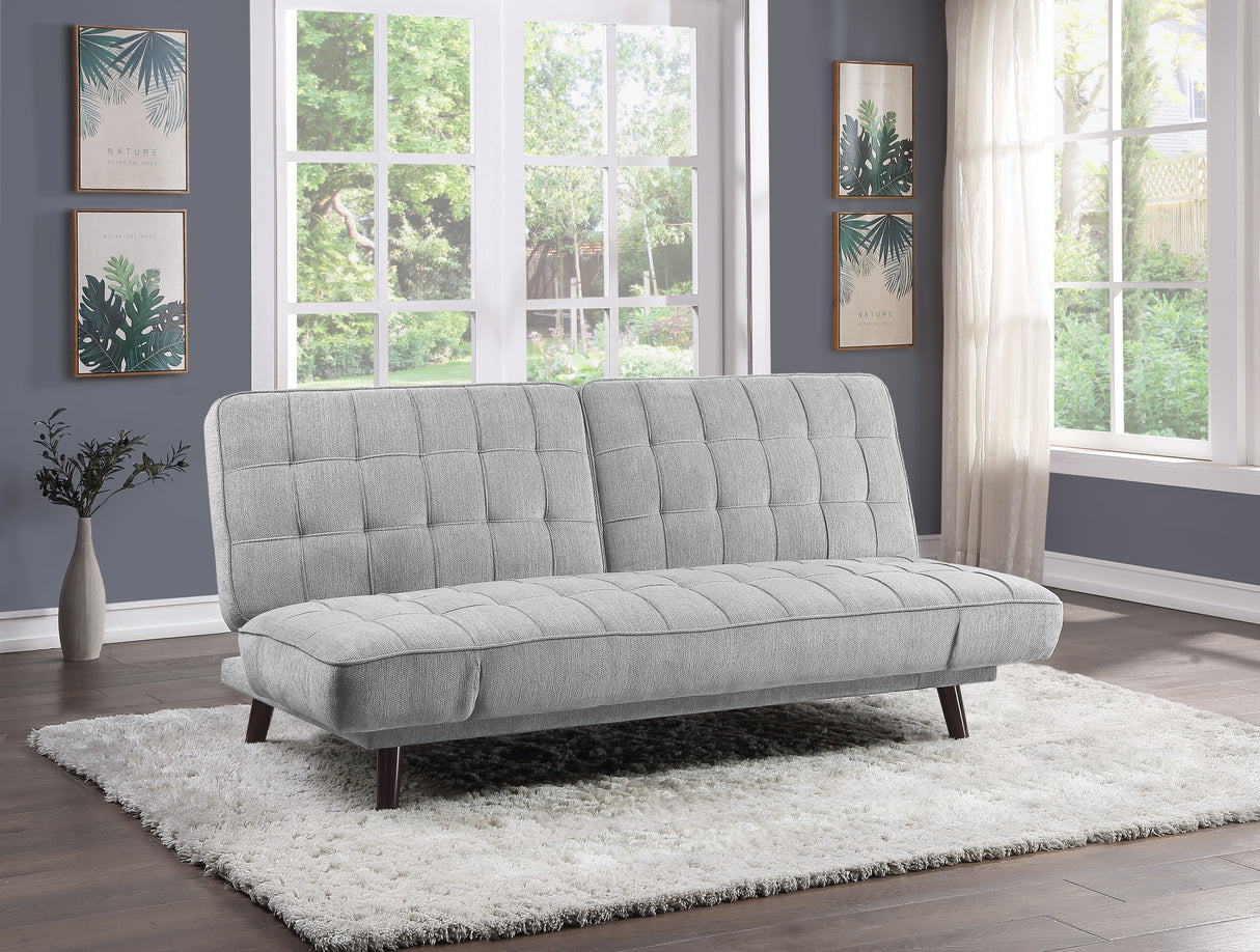 Elegant Three-in-One Lounger Sofa Sleeper Silver-Gray Chenille Fabric Upholstered Attached Cushions Adjustable Arms Casual Living Room Furniture - Home Elegance USA