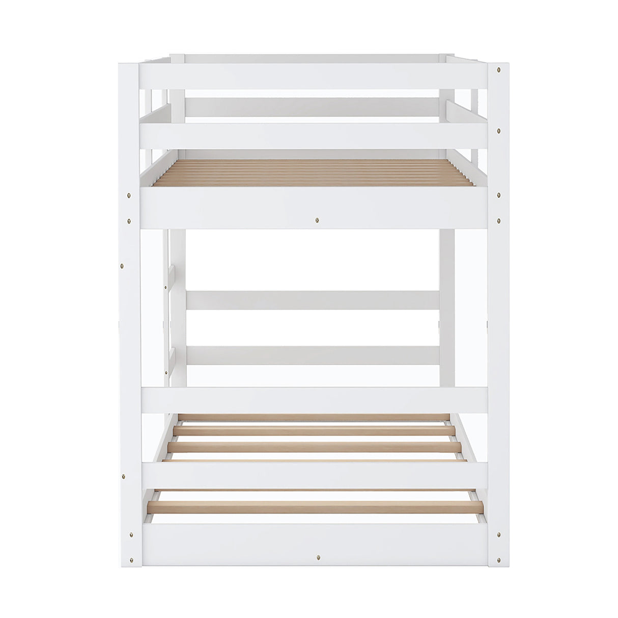 Twin Over Twin Bunk Bed with Ladder, White（OLD SKU：WF282787AAK） - Home Elegance USA