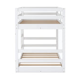 Twin Over Twin Bunk Bed with Ladder, White（OLD SKU：WF282787AAK） - Home Elegance USA