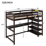 Twin Size Loft Bed with Storage Shelves and Under-bed Desk, Espresso(OLD SKU:SM000245AAP-1) - Home Elegance USA