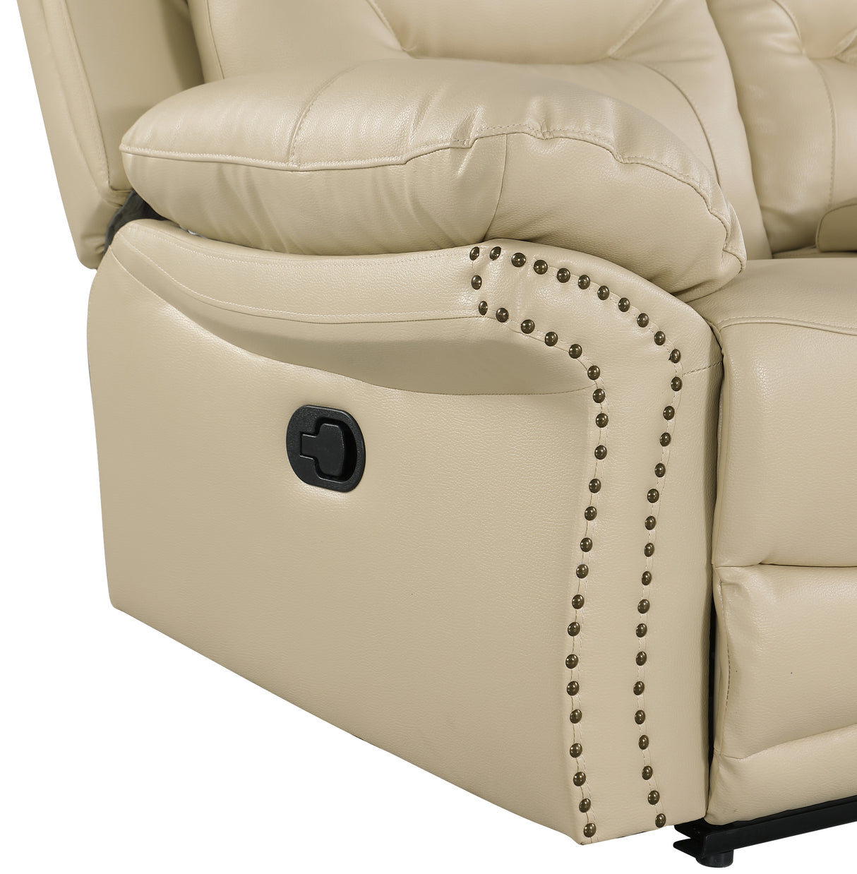 Global United  Leather Air Upholstered Reclining Sofa with Fiber Back - Home Elegance USA