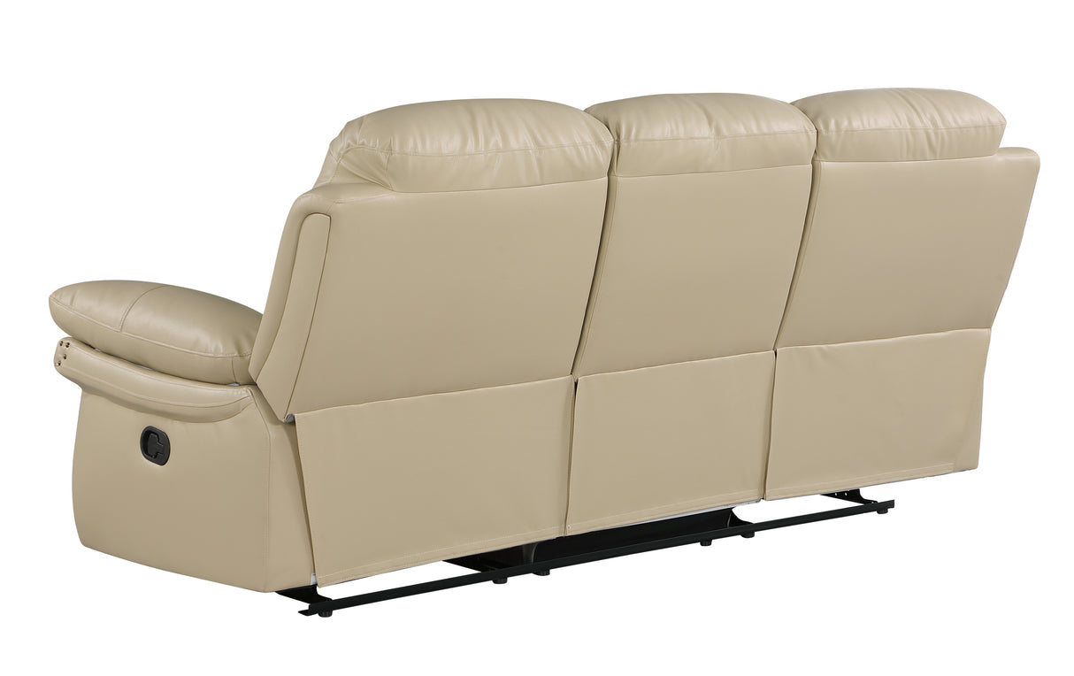 Global United  Leather Air Upholstered Reclining Sofa with Fiber Back - Home Elegance USA