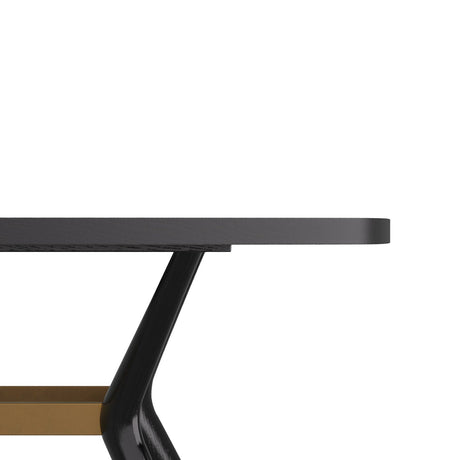 Arteriors Palto Dining Table in Ebony Oak Veneer with Antique Brass Stretcher
