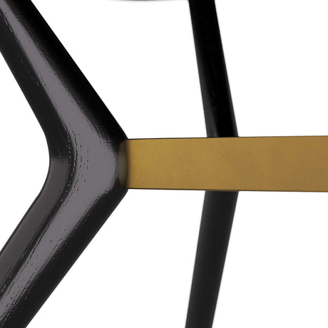 Arteriors Palto Dining Table in Ebony Oak Veneer with Antique Brass Stretcher