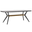 Arteriors Palto Dining Table in Ebony Oak Veneer with Antique Brass Stretcher