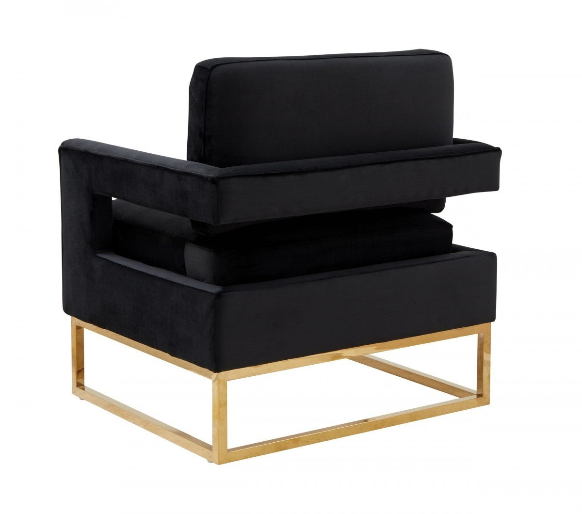 Modrest Edna Modern Black Velvet & Gold Accent Chair - Home Elegance USA