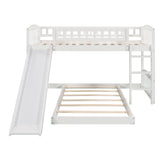 Twin Over Twin Bunk Bed with Slide and Ladder, White(OLD SKU :LP000514AAK) - Home Elegance USA