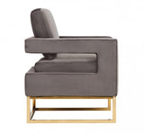 Modrest Edna Modern Grey Velvet & Gold Accent Chair - Home Elegance USA
