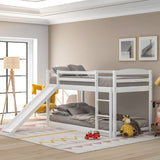 Twin over Twin Bunk Bed with Convertible Slide and Ladder , White(Old SKU:WF281725AAK) - Home Elegance USA