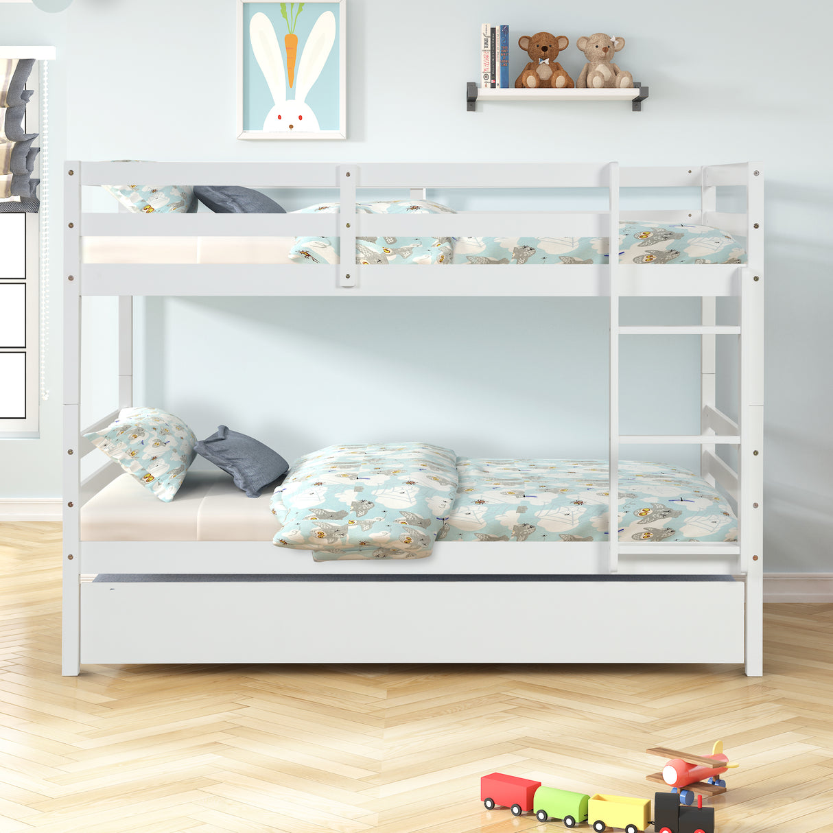 TWIN BUNKBED WITH TRUNDLE - Home Elegance USA