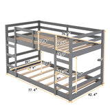 Twin Over Twin Bunk Bed with Ladder, Gray（OLD SKU：WF282787AAE） - Home Elegance USA