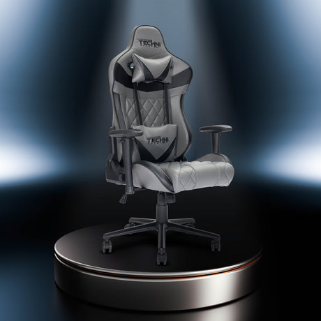 Techni Sport XL Ergonomic Gaming Chair , Grey - Home Elegance USA