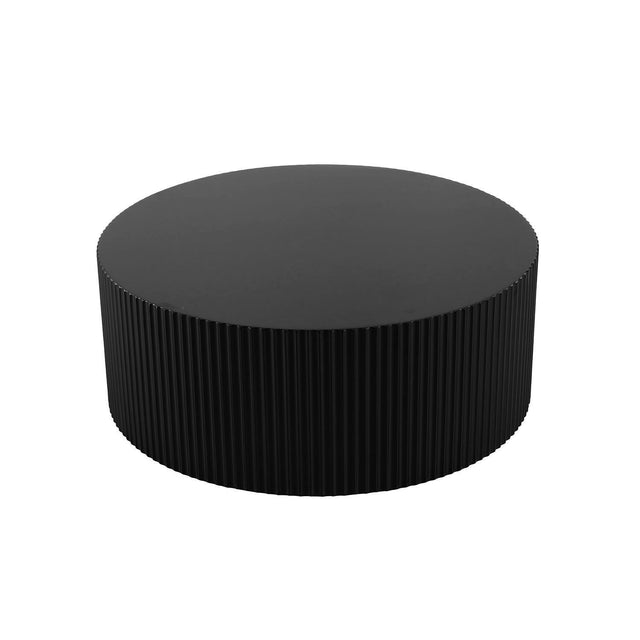 Sleek and Modern Round Coffee Table with Eye-Catching Relief Design, Black Home Elegance USA