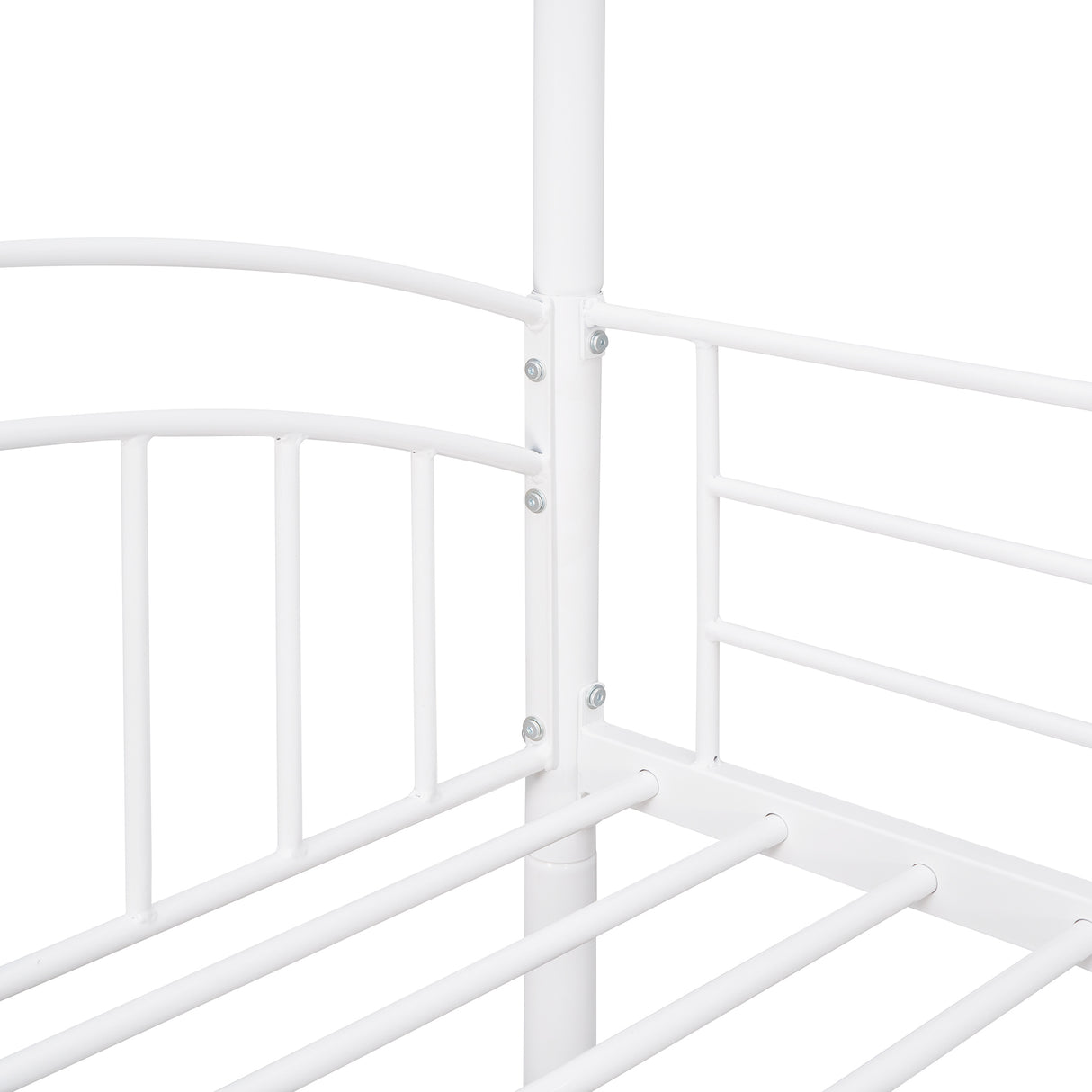 Twin Over Twin Metal Bunk Bed With Slide,Kids House Bed White - Home Elegance USA