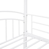 Twin Over Twin Metal Bunk Bed With Slide,Kids House Bed White - Home Elegance USA