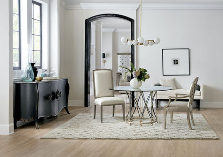 Sanctuary Pirouette X-Base Dining Table in Jewel Silver | Hooker Furniture