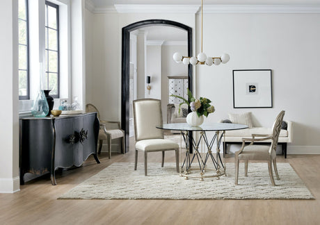 Sanctuary Pirouette X-Base Dining Table in Jewel Silver | Hooker Furniture