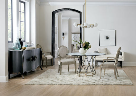 Sanctuary Pirouette X-Base Dining Table in Jewel Silver | Hooker Furniture