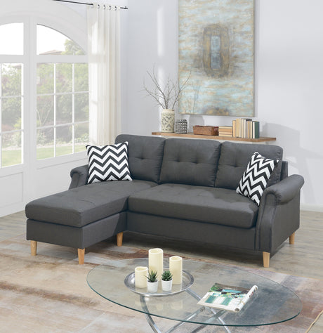 Living Room Corner Sectional Blue Grey Polyfiber Chaise sofa Reversible Sectional - Home Elegance USA