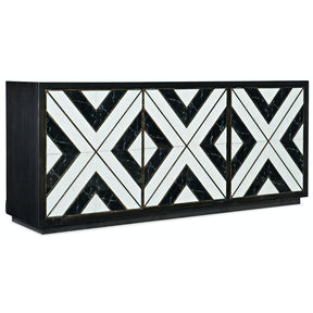 Sanctuary Noir Et Blanc Entertainment Console in Marble Glass & Noir Finish – Hooker Furniture