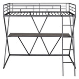 Twin Size Loft Bed with Desk, Ladder and Full-Length Guardrails, X-Shaped Frame, Black(Old SKU:SM000223AAB) - Home Elegance USA