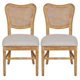 Farmhouse Dining Room Accent Chairs French Distressed Bedroom Chairs with Round Rattan Back Elegant Kitchen Chairs Side Chair, Set of 2 , Rattan Back in Wood Color - Home Elegance USA