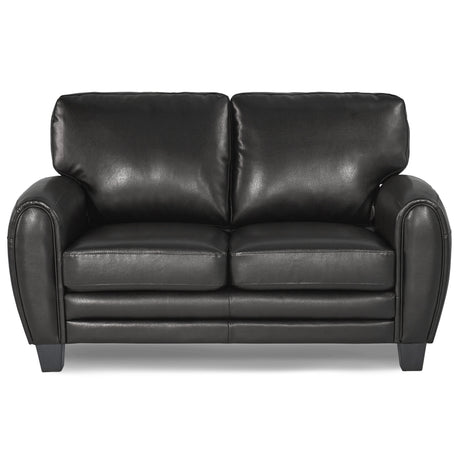 Modern Living Room Furniture 1pc Loveseat Black Faux Leather Covering Retro Styling Furniture Home Elegance USA