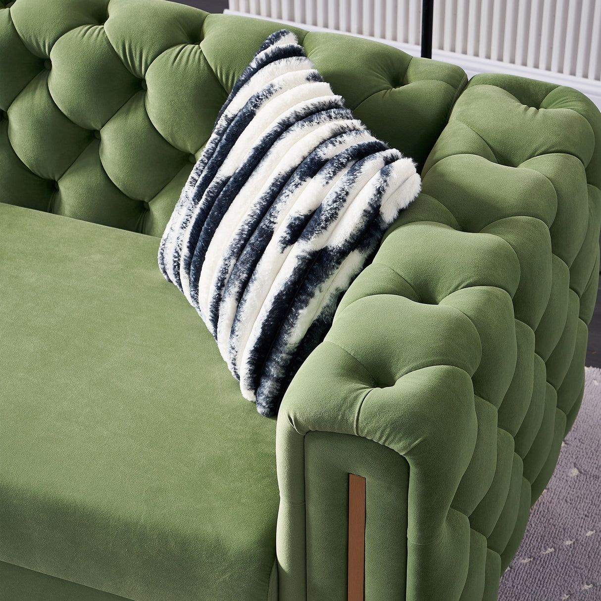 Modern velvet sofa MINT GREEN color - Home Elegance USA