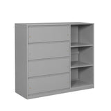 Twin over Twin Bunk Bed with 4 Drawers and 3 Shelves-Gray（OLD SKU: LP000067AAE） - Home Elegance USA