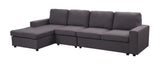 Dunlin Sofa with Reversible Chaise in Dark Gray Linen - Home Elegance USA