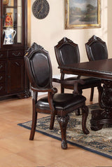 Formal Dining Room Table w Leaf 2x Arm Chairs And 6x Side Chairs Brown 9pc Set Dining Table Double Pedestal Base Royal Rectangle Table - Home Elegance USA