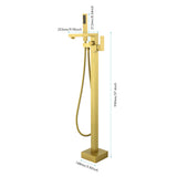 Freestanding Bathtub Faucet Tub Filler gold Floor Mount Bathroom Faucets Brass Single Handle with Hand Shower