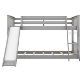 Twin over Twin Bunk Bed with Convertible Slide and Ladder, Gray(Old SKU: SM000213AAE-1)