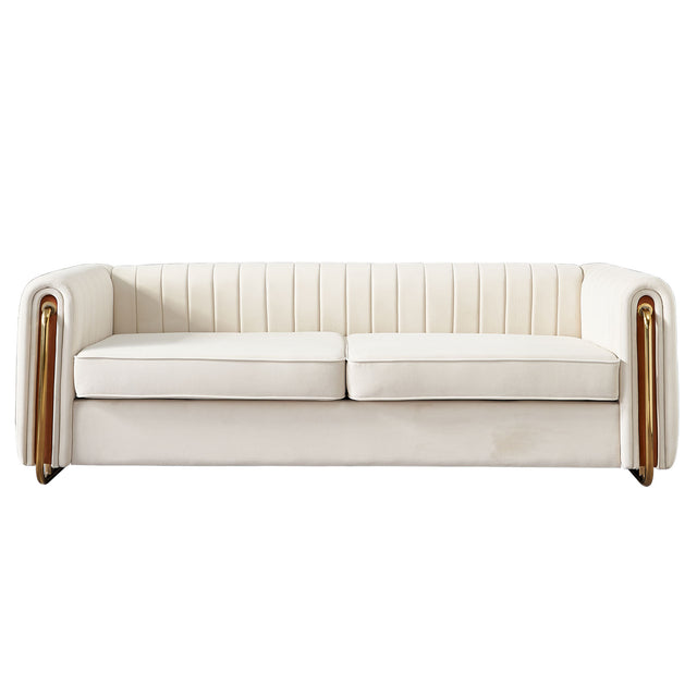 Modern velvet sofa beige color - Home Elegance USA