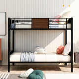 Full-over-full bunk bed modern style steel frame bunk bed with safety rail, built-in ladder for bedroom, dorm, boys, girls, adults(OLD SKU: MF190840AAD) - Home Elegance USA