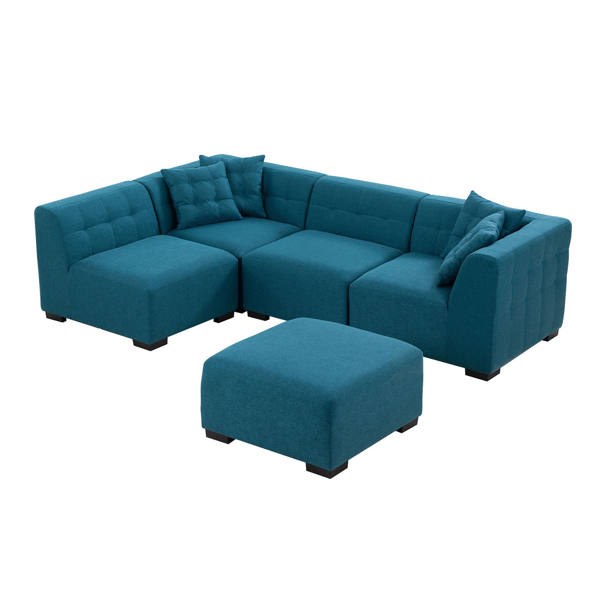 Sectional Sofa with Removable Ottoman Green - Home Elegance USA