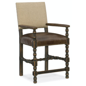 Comfort Counter Stool Anthracite Black Leather & Fabric – Hooker Furniture
