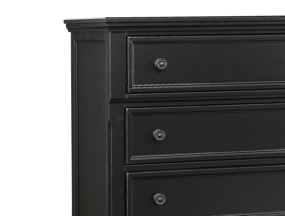 Casual Transitional Styling 1pc Chest of Drawers Black Finish Bun Feet Bedroom Furniture - Home Elegance USA