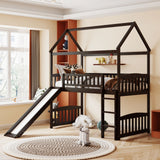 Twin Loft Bed with Slide, House Bed with Slide,Espresso(OLD SKU :LT000212AAP) - Home Elegance USA