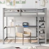 Twin Size Loft Bed with Storage Shelves and Under-bed Desk, Gray(OLD SKU:SM000245AAE-1) - Home Elegance USA