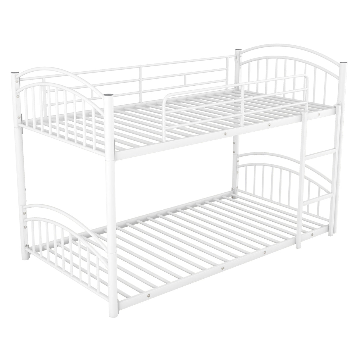 Twin Over Twin Metal Bunk Bed With Slide,Kids House Bed White - Home Elegance USA