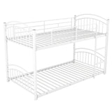 Twin Over Twin Metal Bunk Bed With Slide,Kids House Bed White - Home Elegance USA